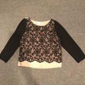 Erin Featherston Black Lace Overlay Blouse Size 4